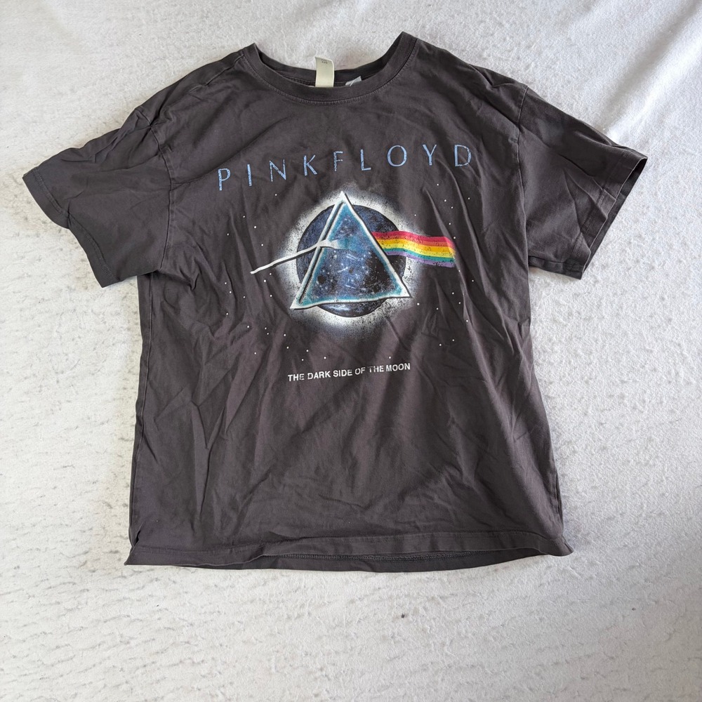 Pink Floyd T Shirt Mens Medium Gray Dark Side of the Moon Tour 1973 Graphic